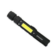Black flashlight with white “poloplast” logo